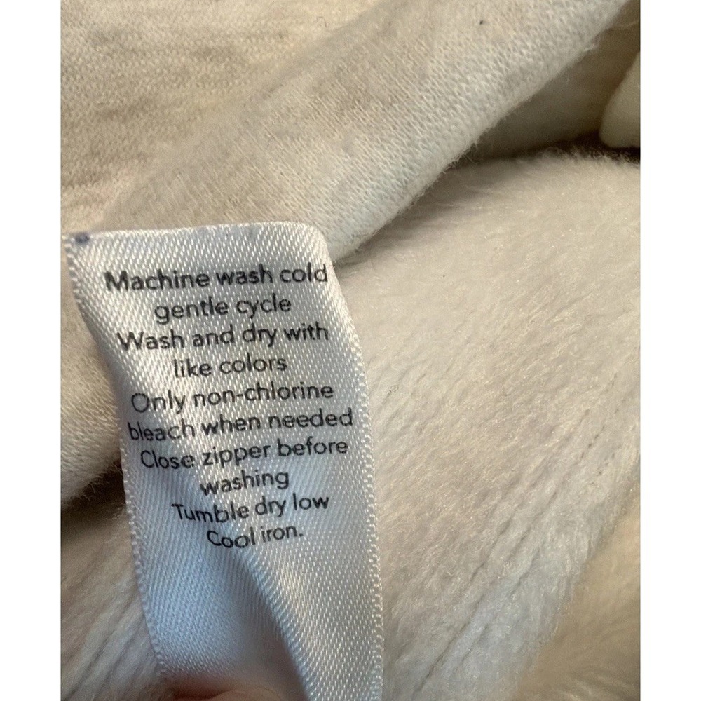 Athleta XS Cozy Karma Side Zip Funnel Neck Sweatshirt Off White Fleece Lined - Picture 8 of 9